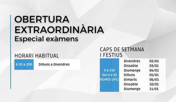 Obertura especial exàmens gener 2026