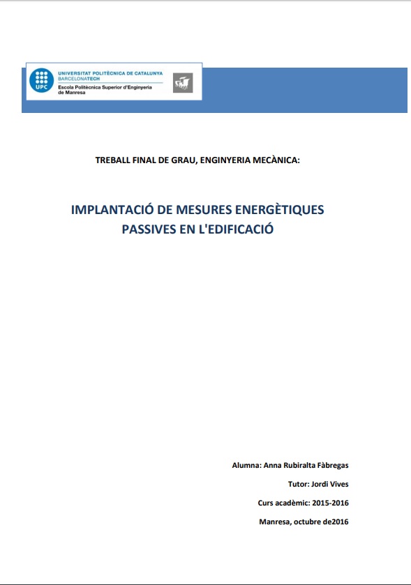Implantació de mesures energètiques passives en l'edificació (Grau Enginyeria Mecànica)