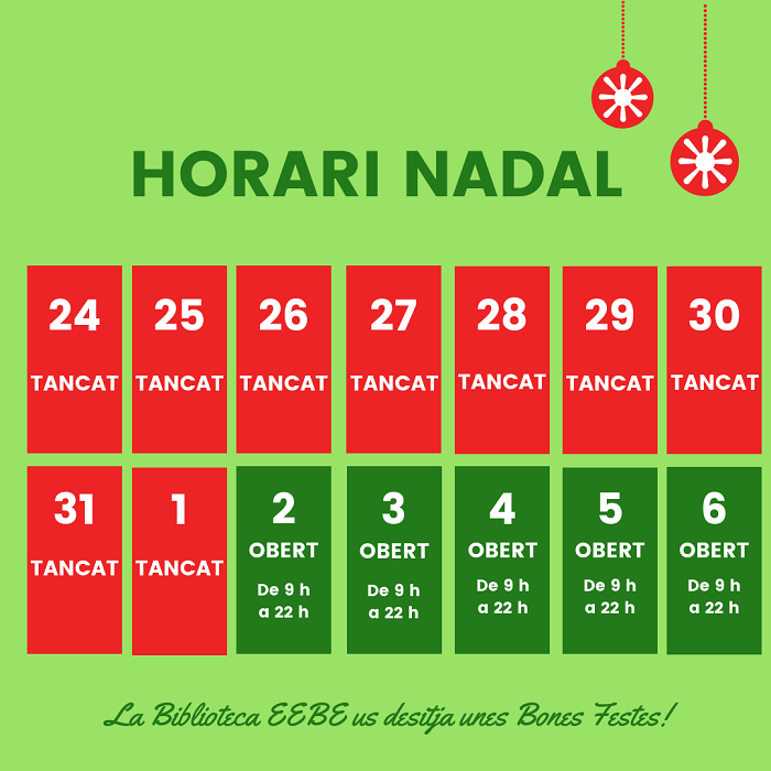 Horaris especials Nadal