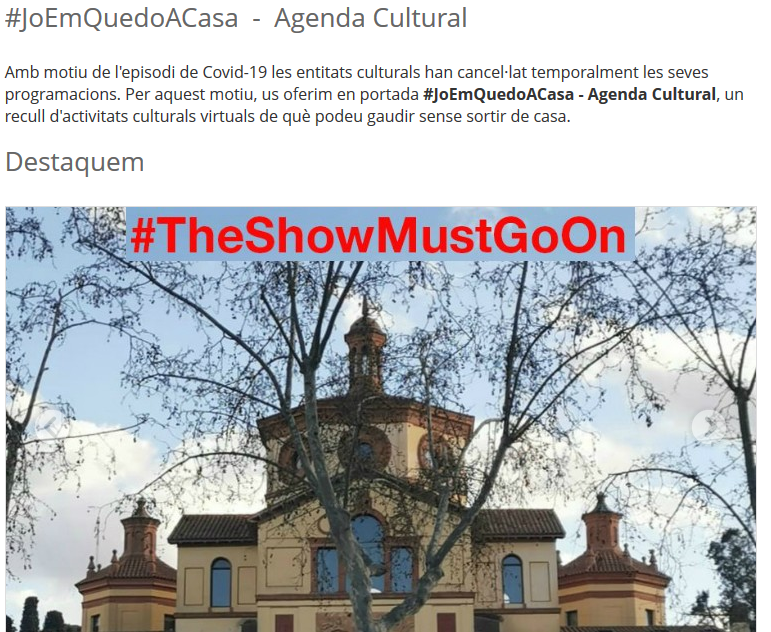 #JoEmQuedoACasa  -  Agenda Cultural