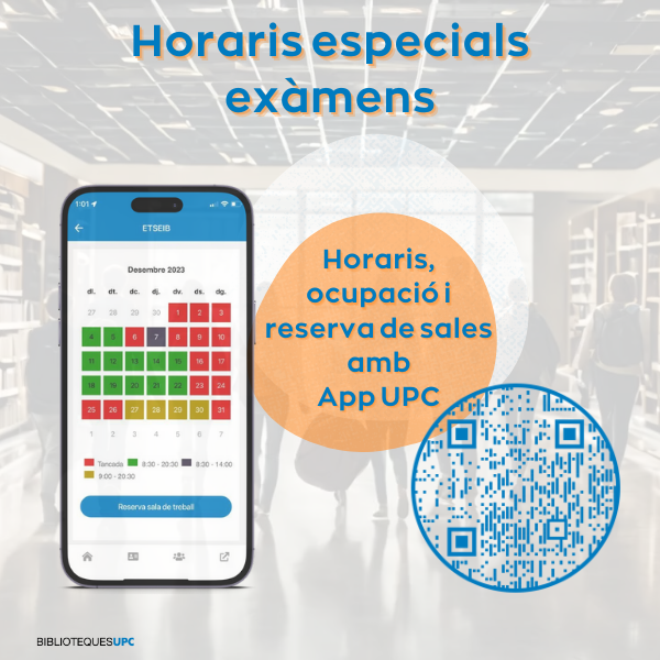 Horari de la biblioteca: Nadal i exàmens de gener