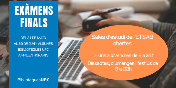 Exàmens finals a l'ETSAB: horaris de la biblioteca i sales d'estudi