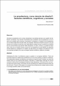 La arquitectura, ¿una ciencia de diseño? : factores científicos, cognitivos y sociales