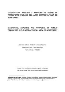 Diagnóstico, análisis y propuestas sobre el transporte público del Área Metropolitana de Monterrey