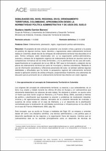 Debilidades del nivel regional en el ordenamiento territorial colombiano. Aproximación desde la normatividad política administrativa y de usos del suelo