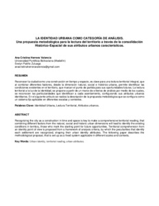 La identidad urbana como categoría de anàlisis: una propuesta metodológica para la lectura del territorio a través de la consolidación Histórico-Espacial de sus atributos urbanos característicos
