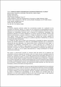 Criterios de diseño sustentable para la arquitectura habitacional, en Jalisco