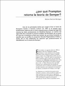 ¿Por qué Frampton retoma la teoría de Semper?