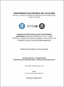 Paneles estructurales de poliestireno expandido: análisis energético en el clima tropical- húmedo de santo domingo y aplicado a la vivienda social (caso sistema EMMEDUE)