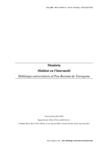 Habitar en l'intermedi: habitatges universitaris al Pou Boronat
