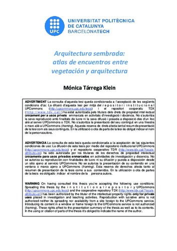 Arquitectura sembrada : atlas de encuentros entre vegetación y arquitectura