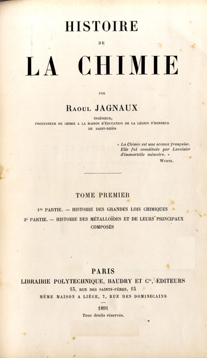 Histoire de la chimie / par Raoul Jagnaux