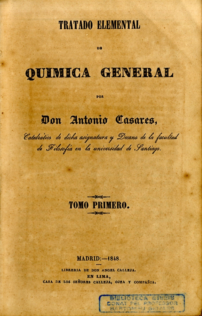 Tratado elemental de química general / por Antonio Casares