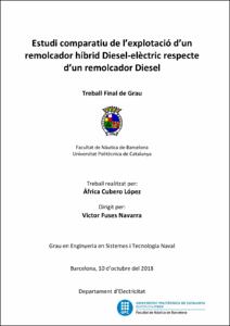 Estudi comparatiu de l'explotació d'un remolcador híbrid diesel-elèctric respecte d'un remolcador diesel.