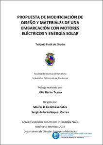 Propuesta de modificación de diseño y materiales de una embarcación con motores eléctricos y energía solar