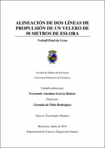 Alineación de dos líneas de propulsión de un velero de 50 metros de eslora