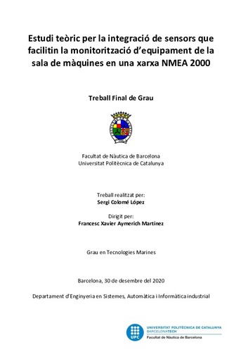 Estudi teòric per la integració de sensors que facilitin la monitorització d'equipament de la sala de màquines en una xarxa NMEA 2000