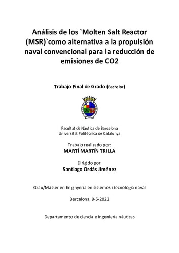 Análisis de los Molten Salt Reactor (MSR) como alternativa a la propulsión naval convencional para la reducción de emisiones de CO2