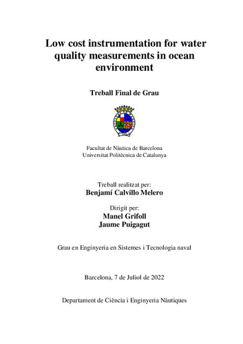 Low cost instrumentation for water quality measurements in ocean environment
