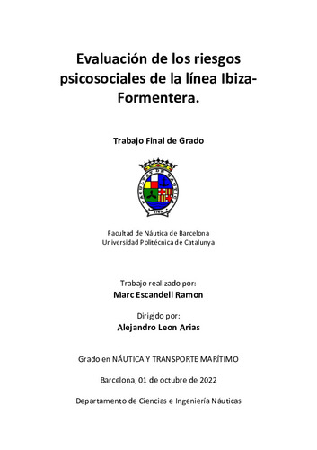 Evaluación de los riesgos psicosociales en la línea Ibiza - Formentera