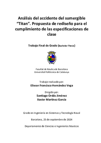 Análisis del accidente del sumergible “Titan”. Propuesta de rediseño para el cumplimiento de las especificaciones de clase