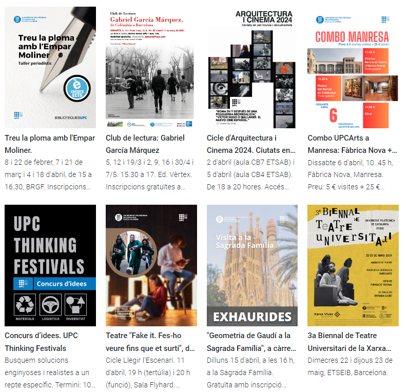 Agenda UPCArts. Abril