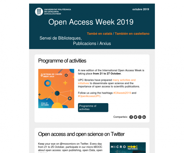 Open Access Week 2019, Octubre 2019